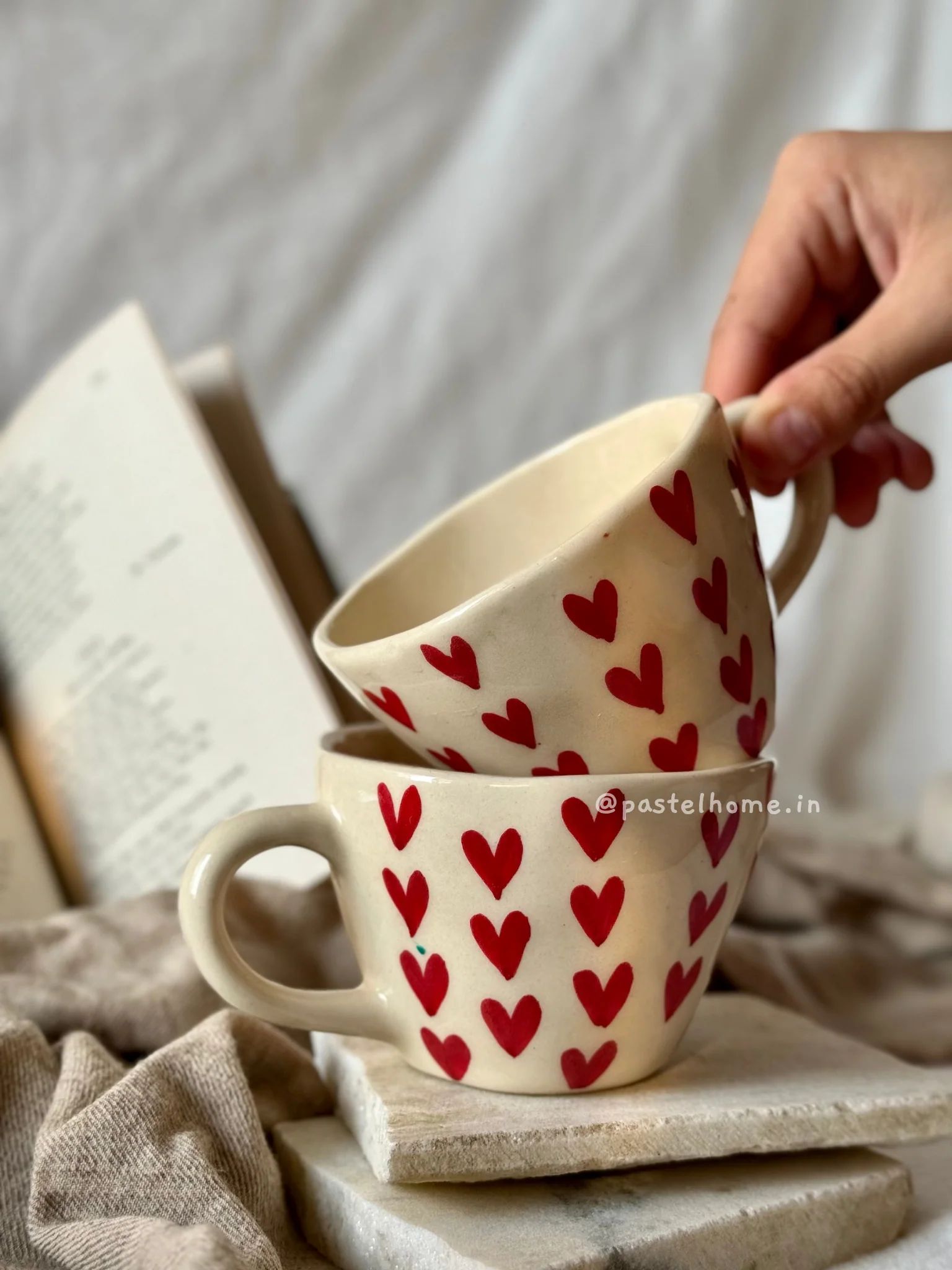 Handpainted Ceramic Heart Mug - Image 4